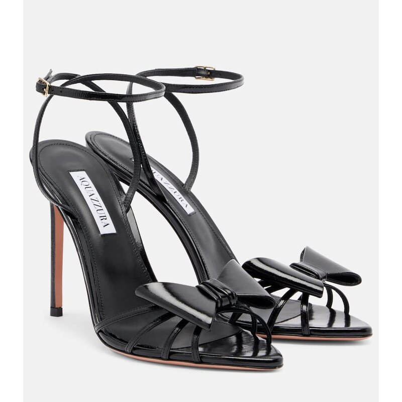 Aquazzura Black Tie 105 bow-detail leather sandals