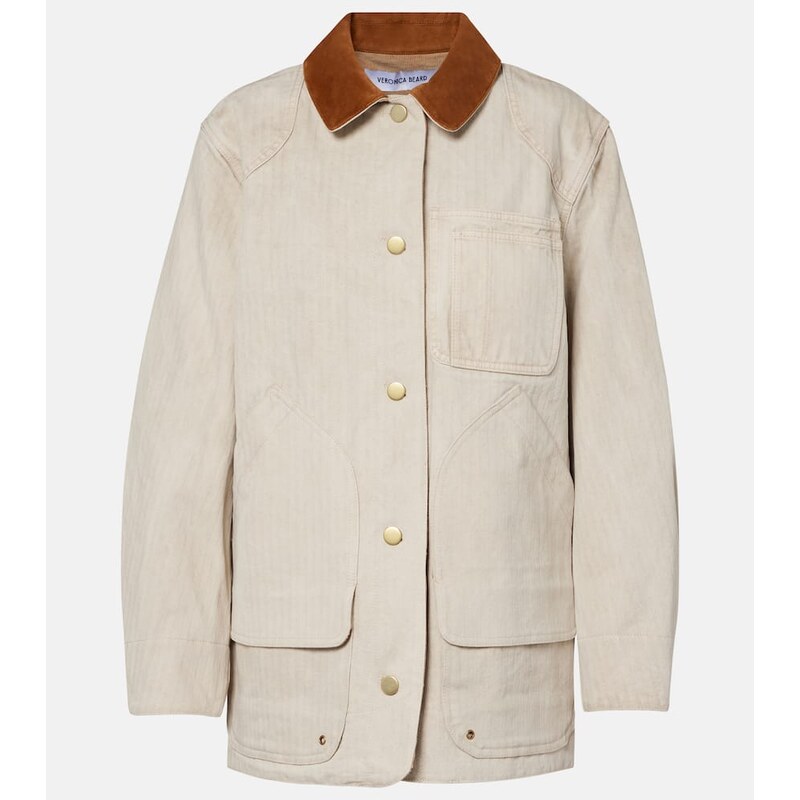 Veronica Beard Abbas suede-trimmed cotton field jacket