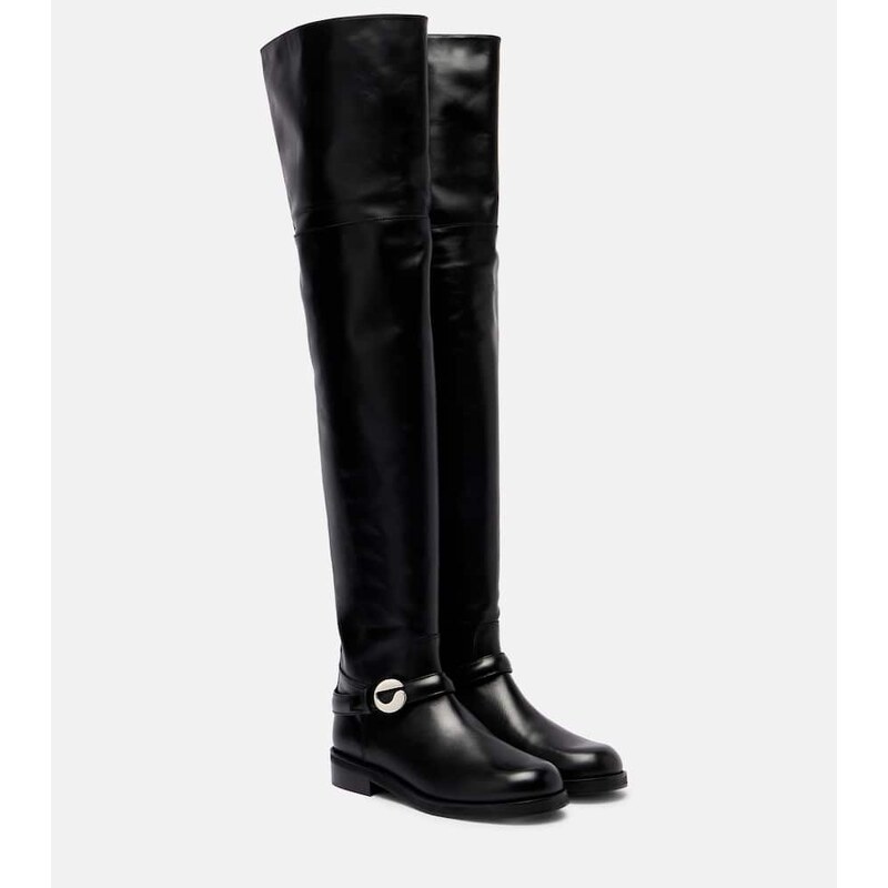 Coperni Logo leather over-the-knee boots