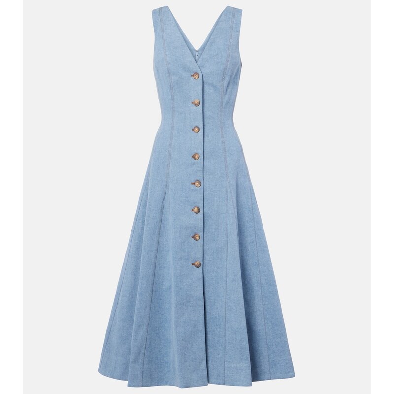 Veronica Beard Lou pleated denim midi dress