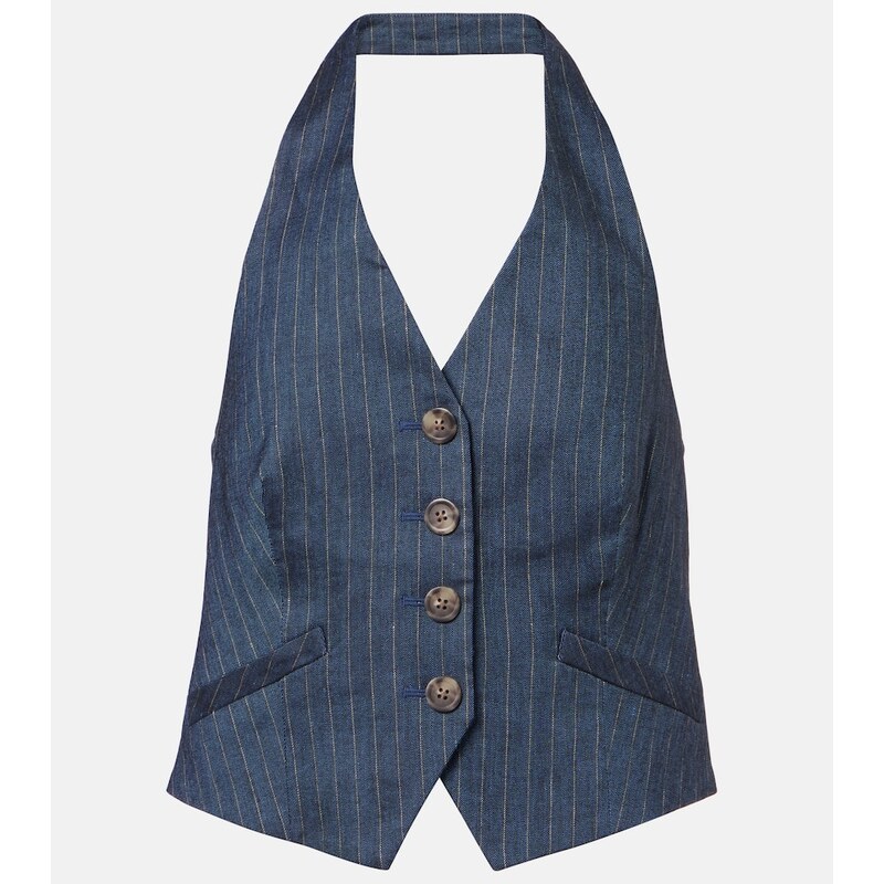 Veronica Beard Arabella pinstripe linen-blend vest