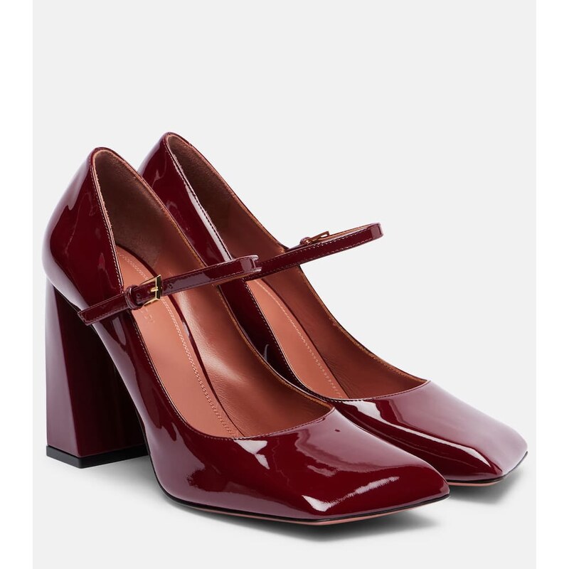 Amina Muaddi Charlotte 95 patent leather Mary Jane pumps
