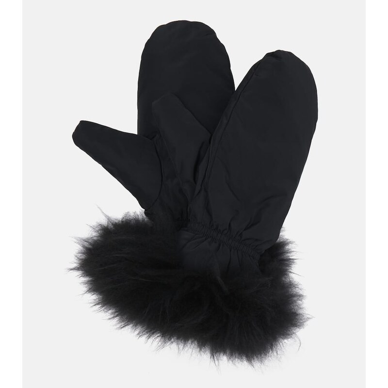 Yves Salomon Wool-trimmed down gloves