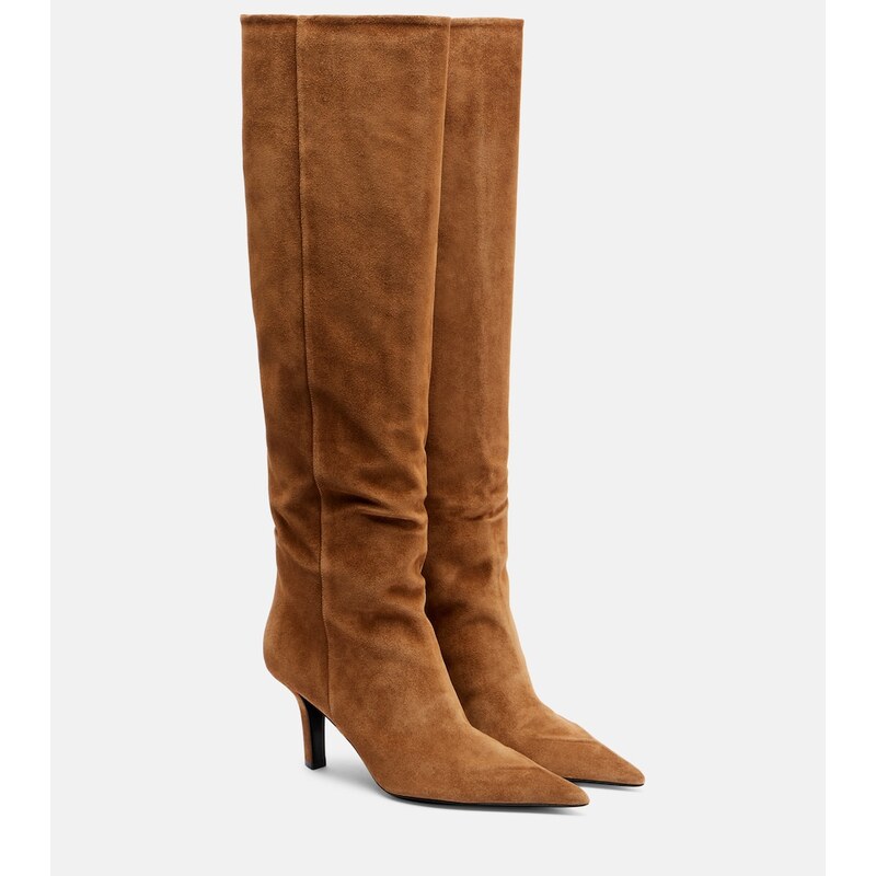 Amina Muaddi Christine 80 suede knee-high boots