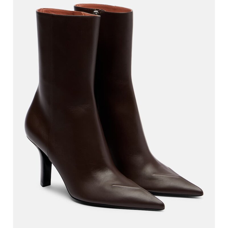 Amina Muaddi Christine 80 leather ankle boots