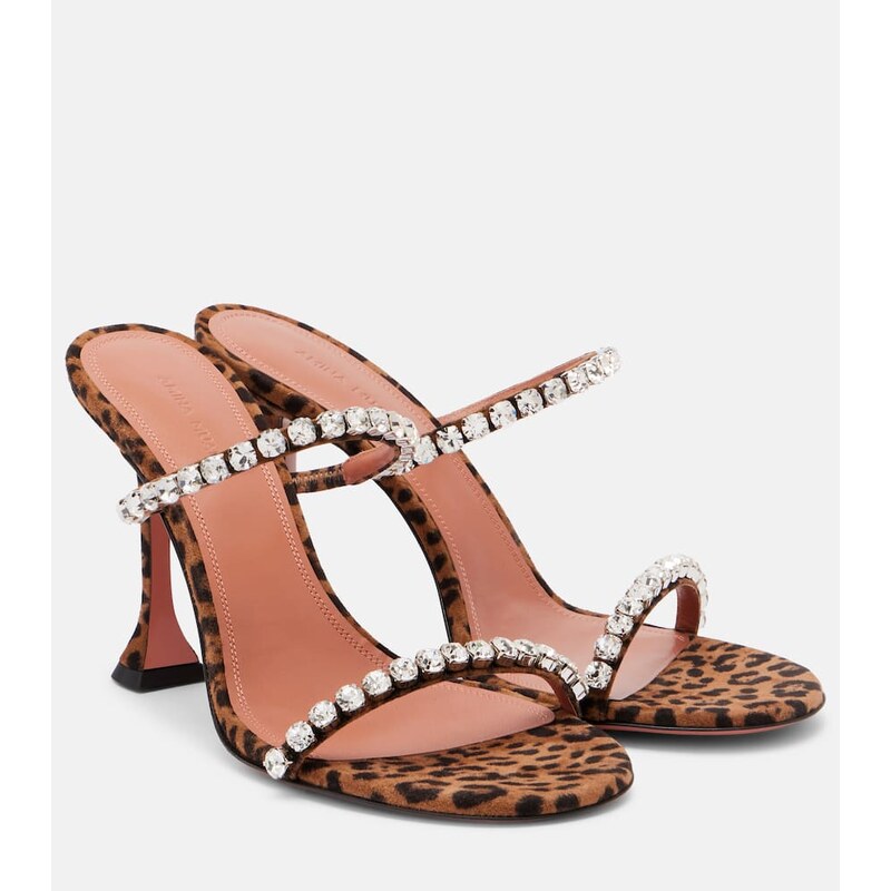 Amina Muaddi Gigi 95 leopard-print suede mules