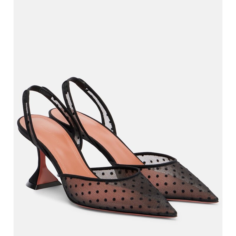 Amina Muaddi Holli 70 point desprit slingback pumps