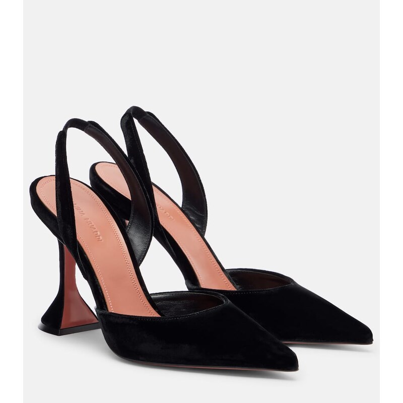 Amina Muaddi Holli 95 velvet slingback pumps