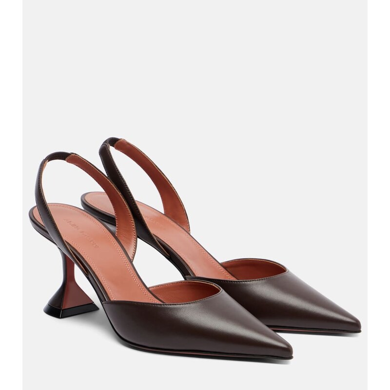 Amina Muaddi Holli 70 leather slingback pumps