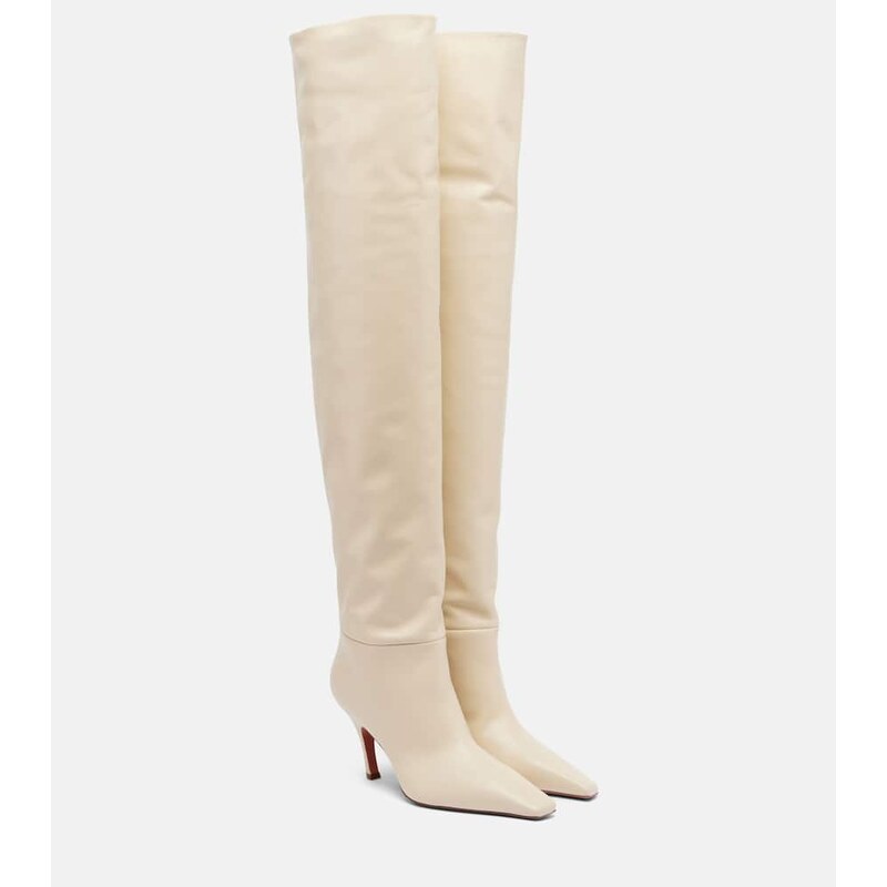 Amina Muaddi Jamie 80 leather over-the-knee boots