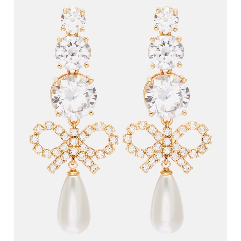 Self-Portrait Embellished drop earrings