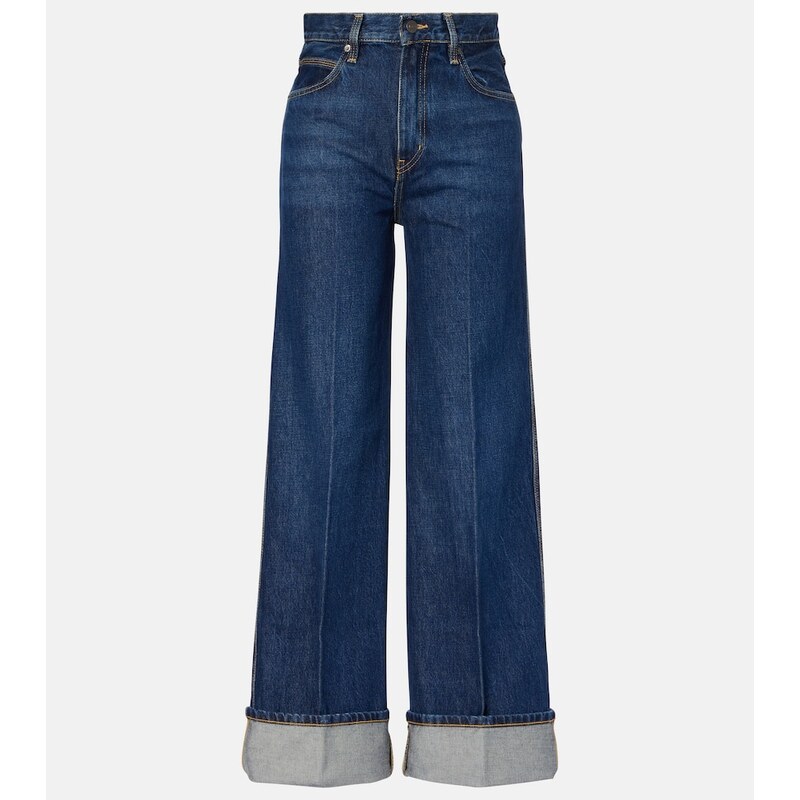 Frame The Cuffed Wide high-rise wide-leg jeans
