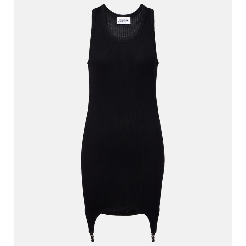 Jean Paul Gaultier Ribbed-knit cotton jersey minidress