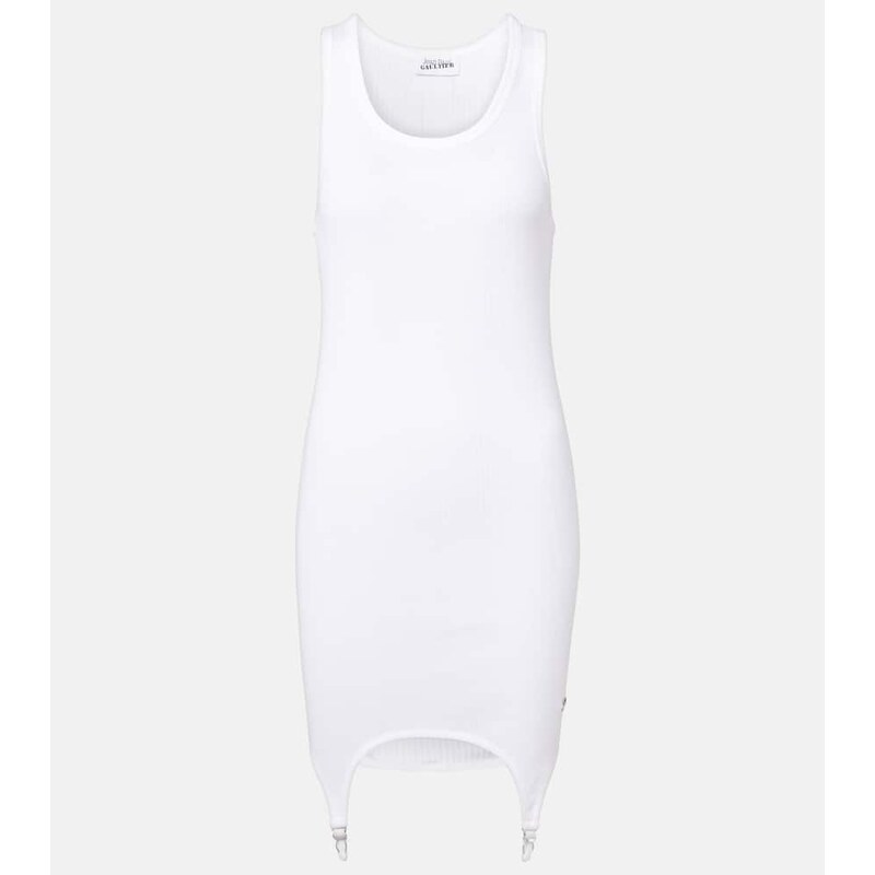 Jean Paul Gaultier Ribbed-knit cotton jersey minidress