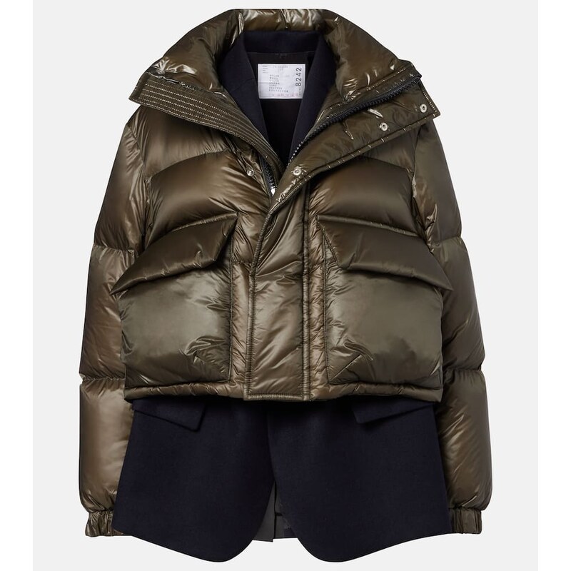 Sacai Layered wool-trimmed down jacket