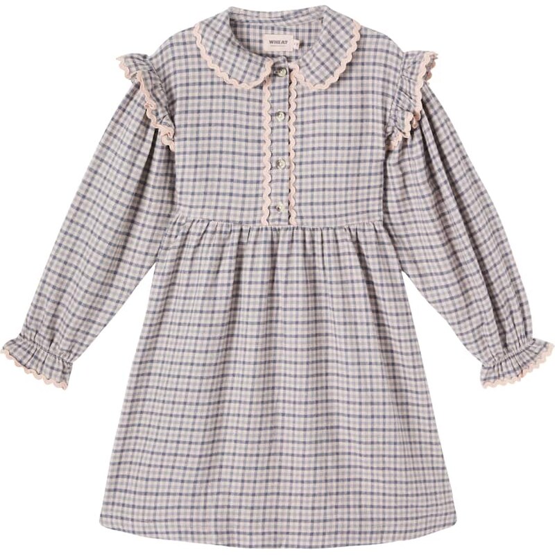 Wheat Alissa ruffled checked cotton dress