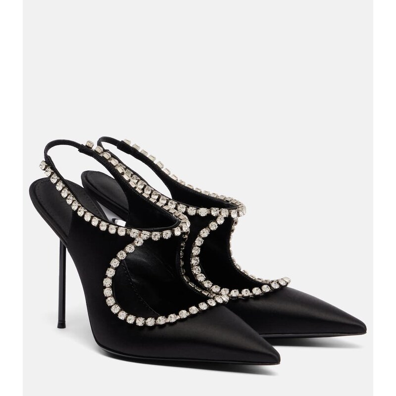 Paris Texas Lidia 105 embellished satin slingback pumps