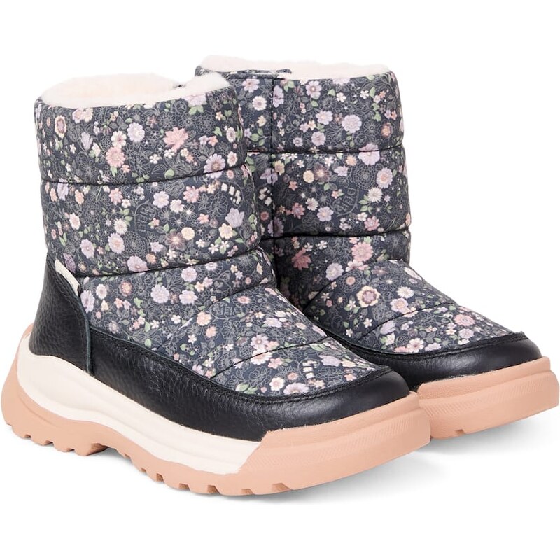 Wheat Delaney Tex floral leather-trimmed boots