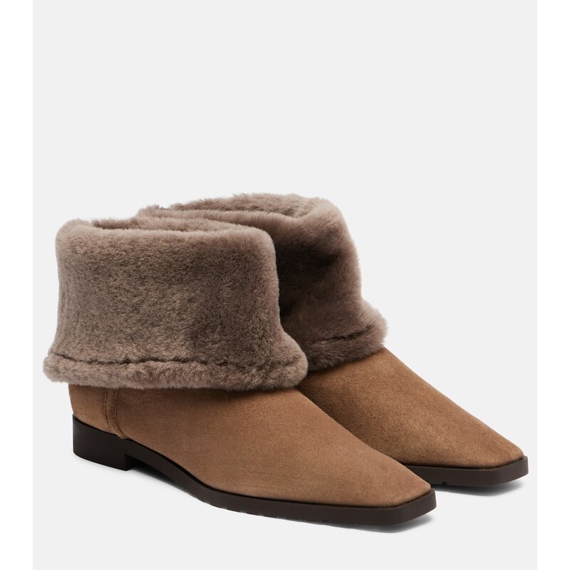 Toteme Shearling-lined suede ankle boots