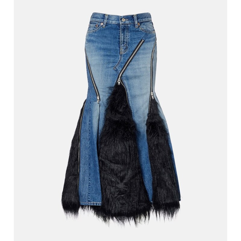 Junya Watanabe Low-rise denim maxi skirt