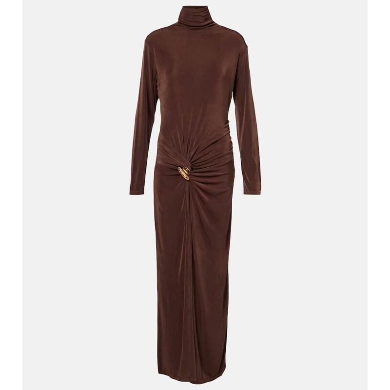 Xu Zhi Gathered turtleneck maxi dress