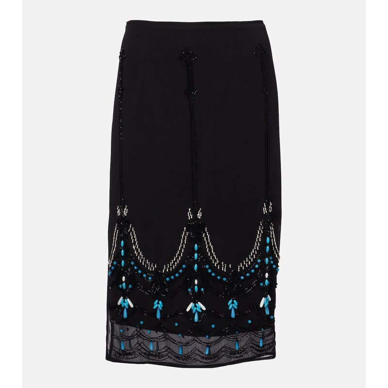 Xu Zhi Beaded jersey midi skirt
