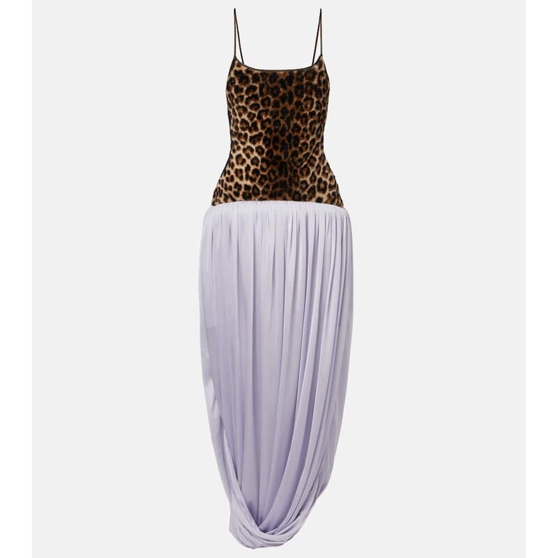 Jacques Wei Leopard-print draped maxi dress