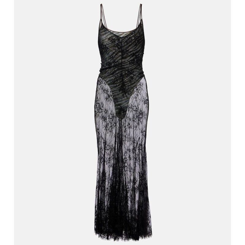 Jacques Wei Jersey bodysuit and silk maxi dress set