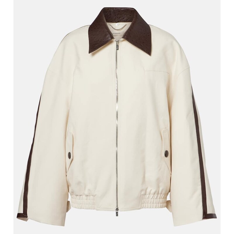 Jacques Wei Leather-trimmed cotton jacket