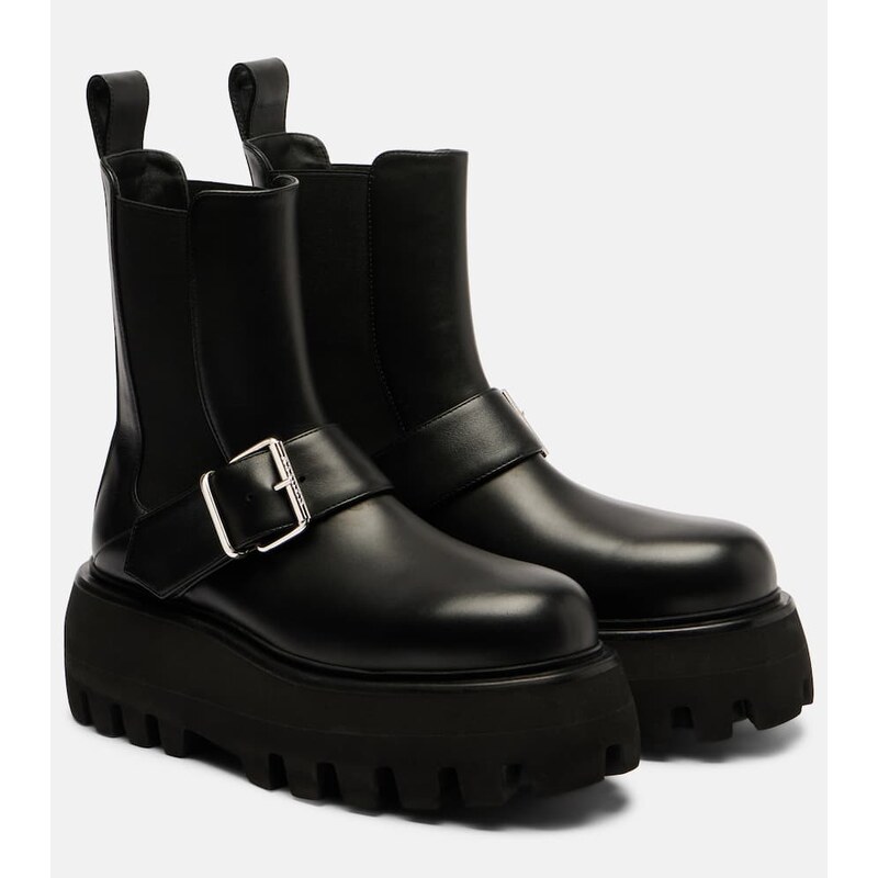 McQueen Sofa Buckle leather ankle boots