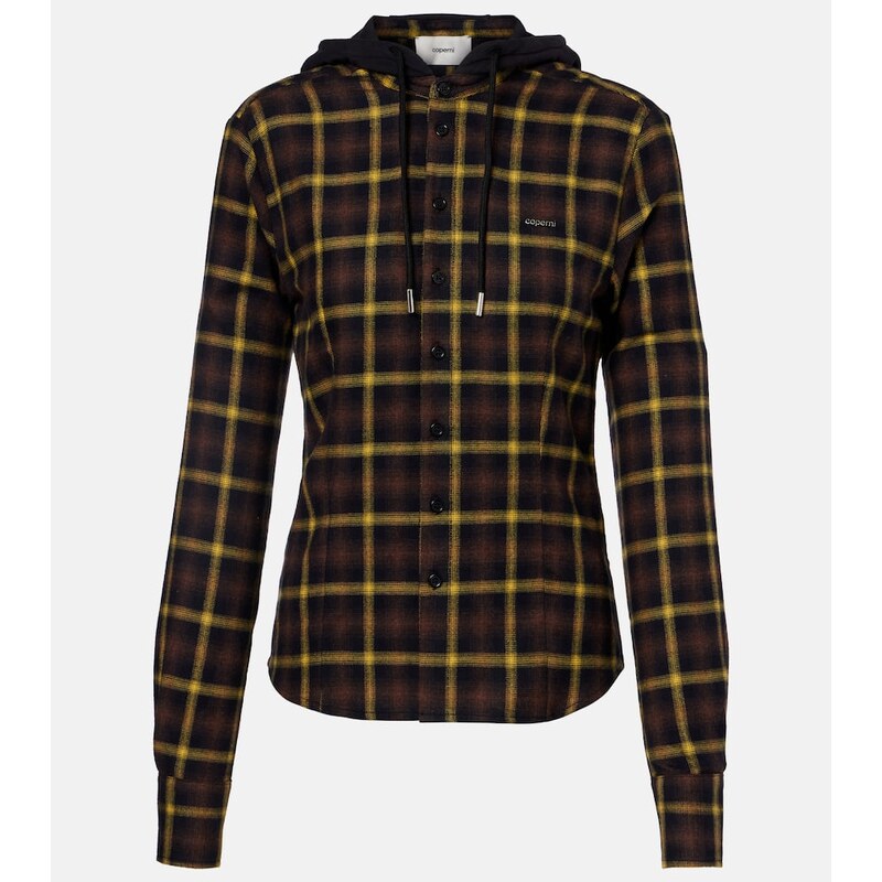 Coperni Hooded checked cotton shirt
