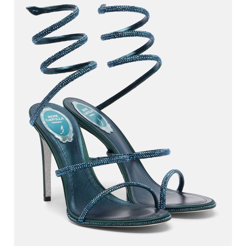 Rene Caovilla Cleo 105 embellished satin sandals