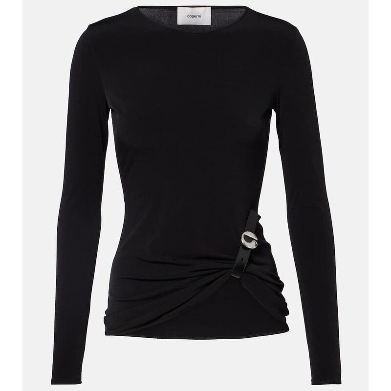 Coperni Gathered leather-trimmed top