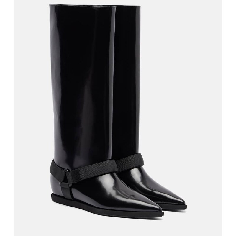 Sacai Leather knee-high boots