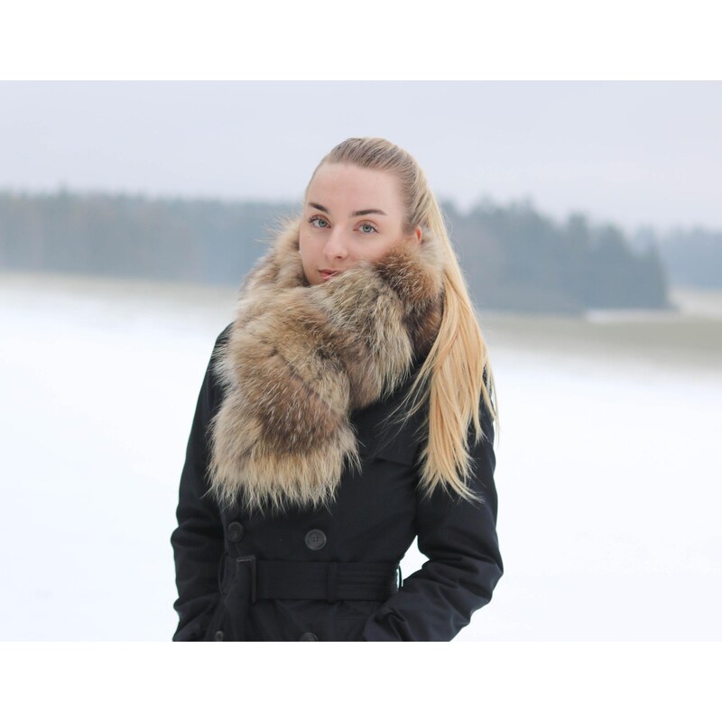 Špongr Široká kožešinová šála z finského mývalovce NATUR 03 113289817