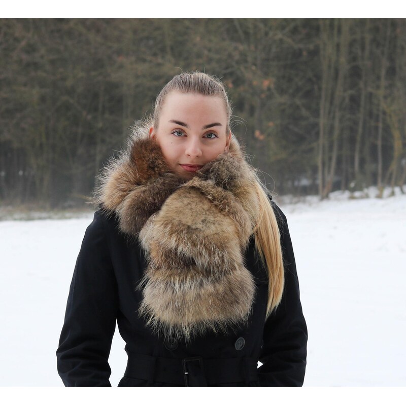 Špongr Široká kožešinová šála z finského mývalovce NATUR 02 113289818