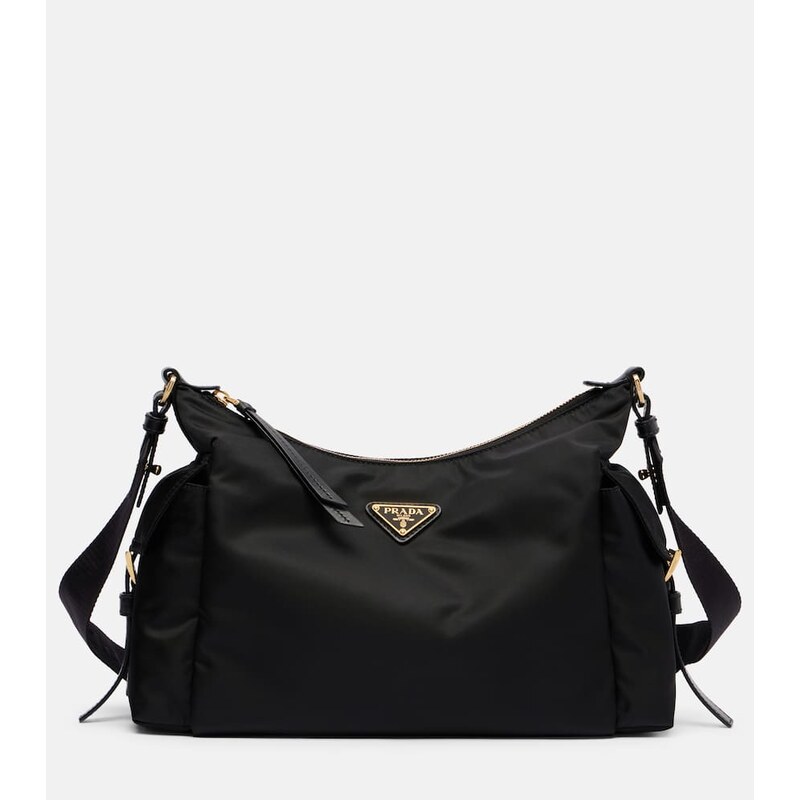 Prada Explore Re-Nylon Large kabelka, černá s zlatým vybavením