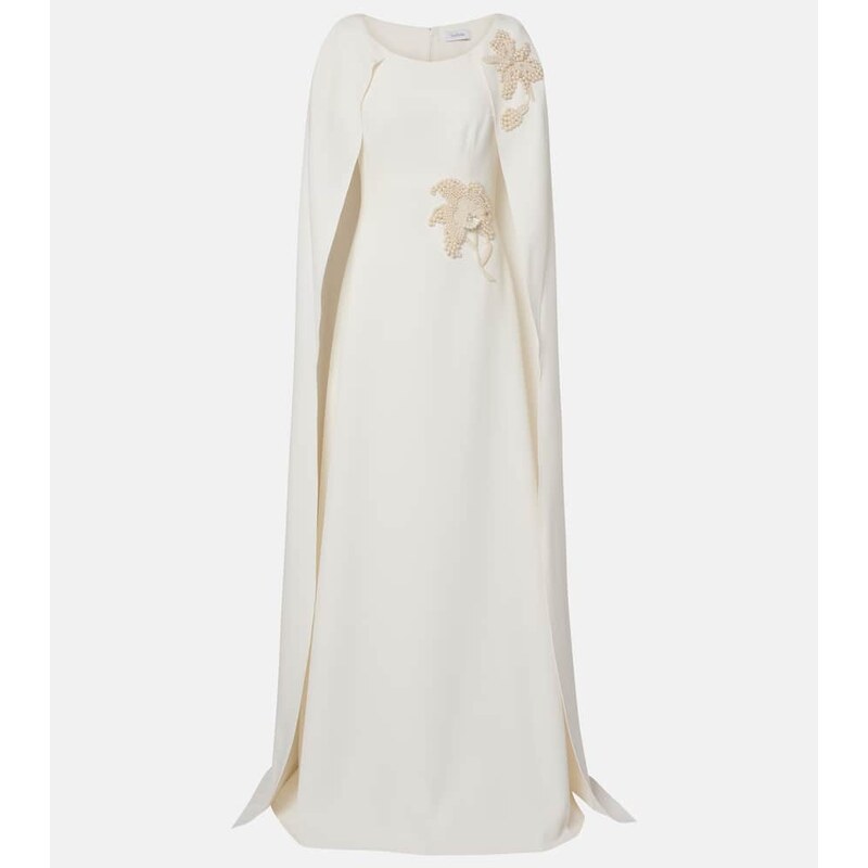 Safiyaa Yuna faux pearl-embellished crÃªpe gown