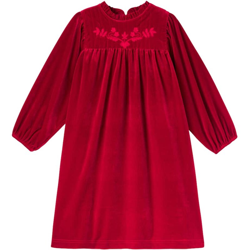 Cera Una Volta Domitilla embroidered ruffled velvet dress