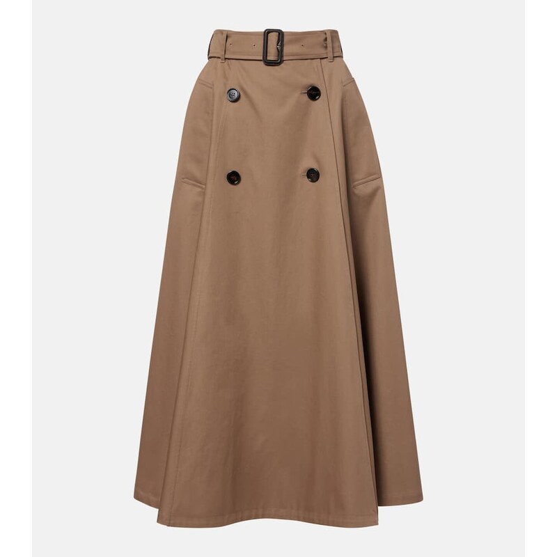 Burberry Belted cotton midi skirt