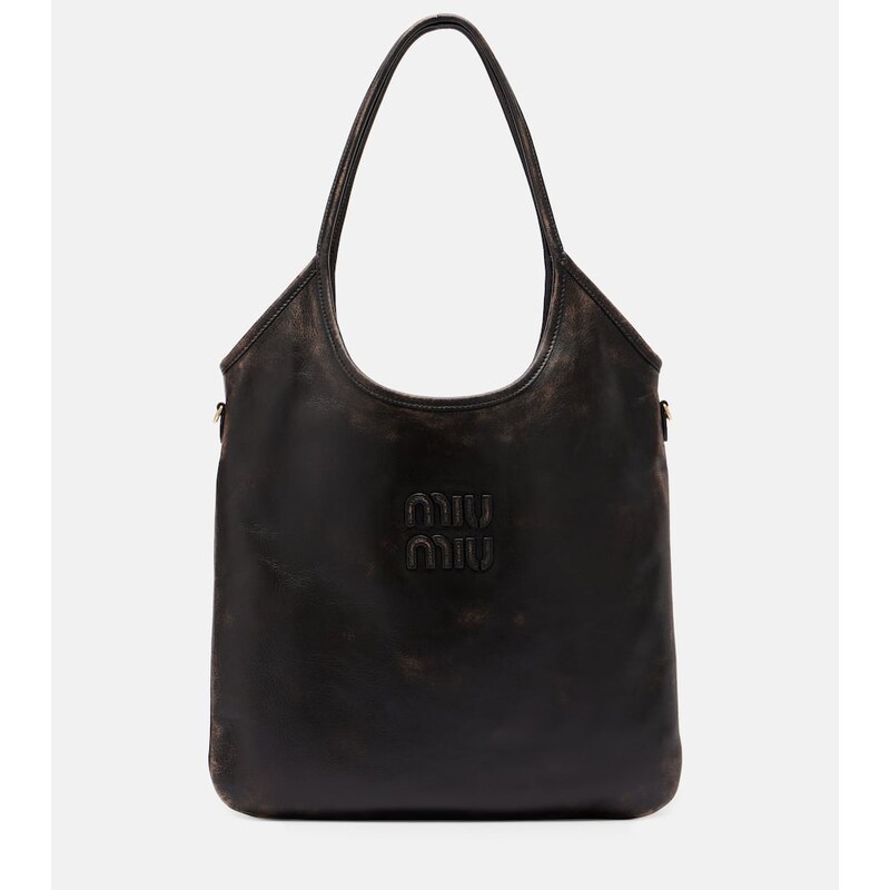 Miu Miu Ivy Medium distressed leather shopper