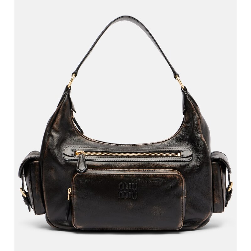 Miu Miu Distressed leather shoulder bag