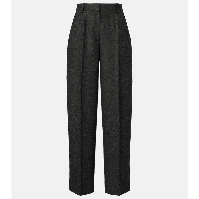 Toteme High-rise flannel wide-leg pants