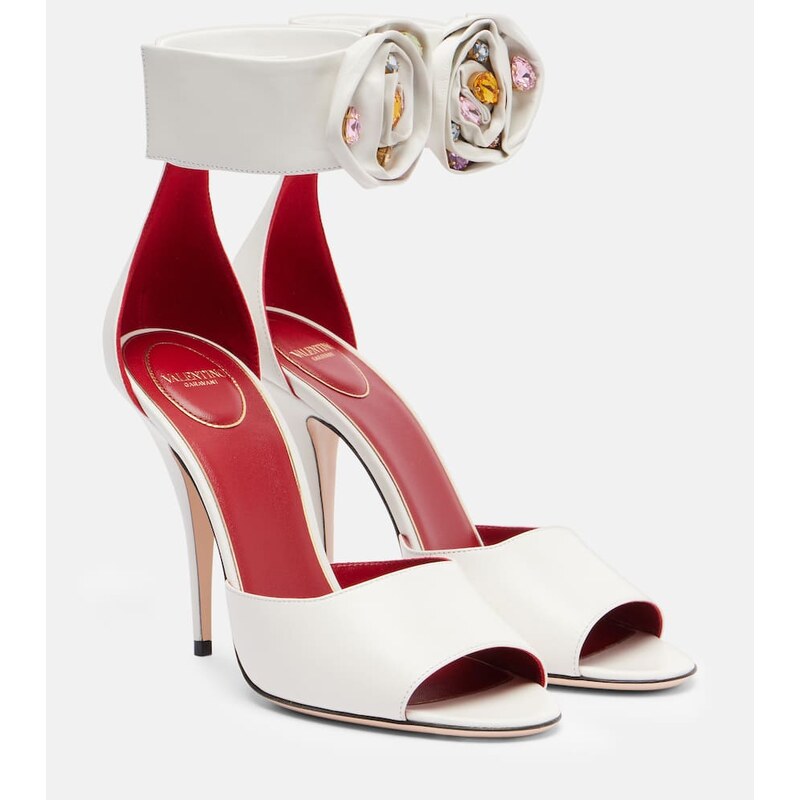 Valentino Garavani Drip Rose embellished leather sandals