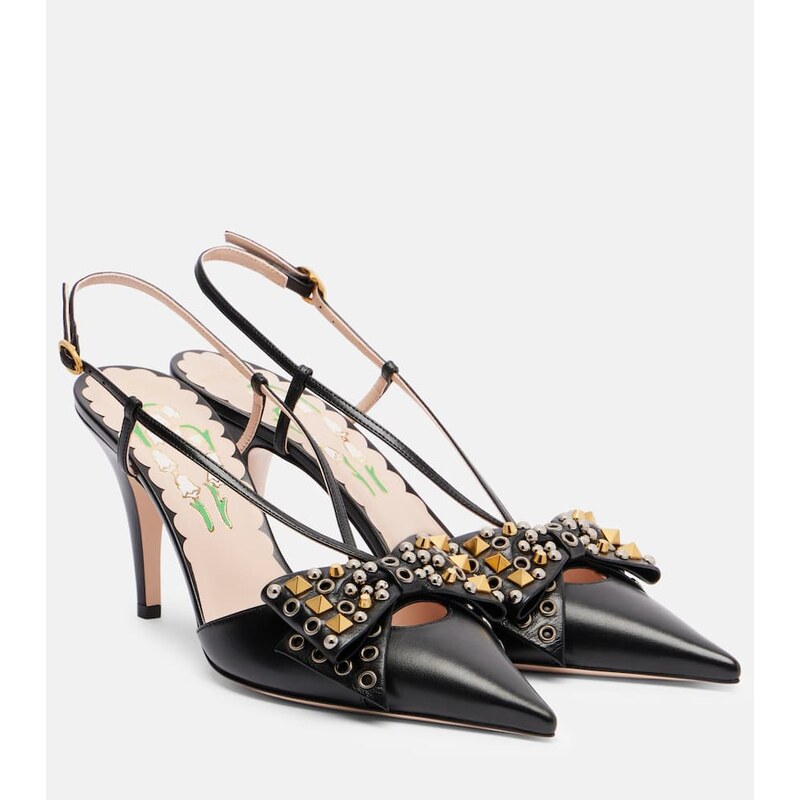 Valentino Garavani Bowow 85 studded leather slingback pumps