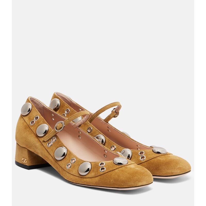 Valentino Garavani Nellcote studded suede Mary Jane pumps