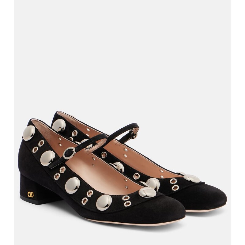 Valentino Garavani NellcÃ´te studded suede Mary Jane pumps