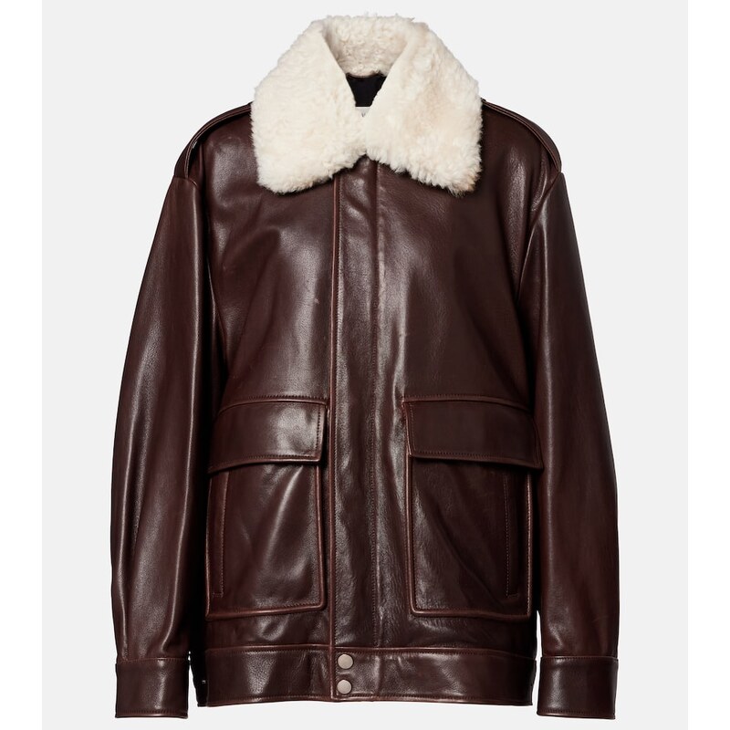 Nour Hammour Drey shearling-trimmed leather jacket