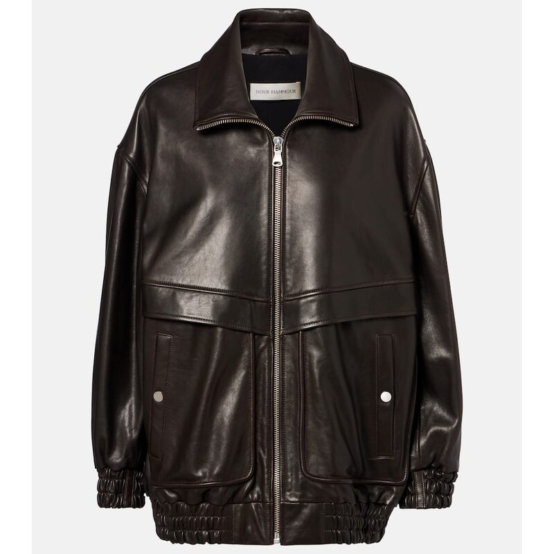 Nour Hammour Beck leather bomber jacket