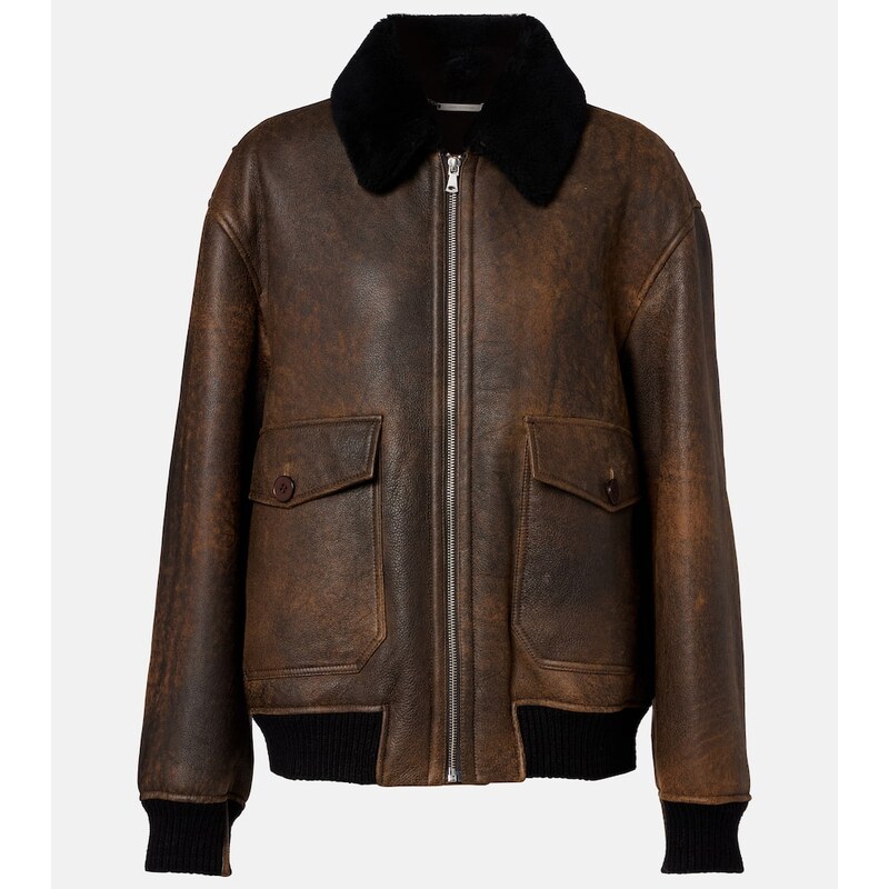 Nour Hammour Anton shearling-lined leather bomber jacket